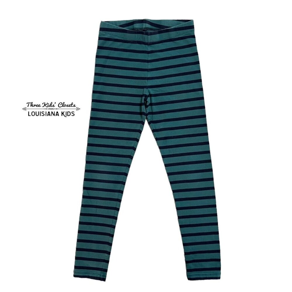 Primary Sz 12 Green & Navy Striped Leggings